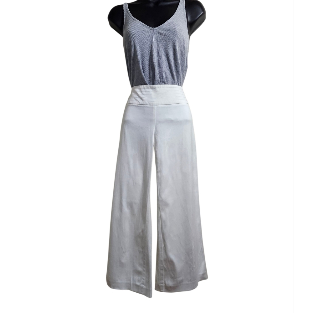 Y2K Trina Turk White Wide Leg Crop Trousers Pants 6